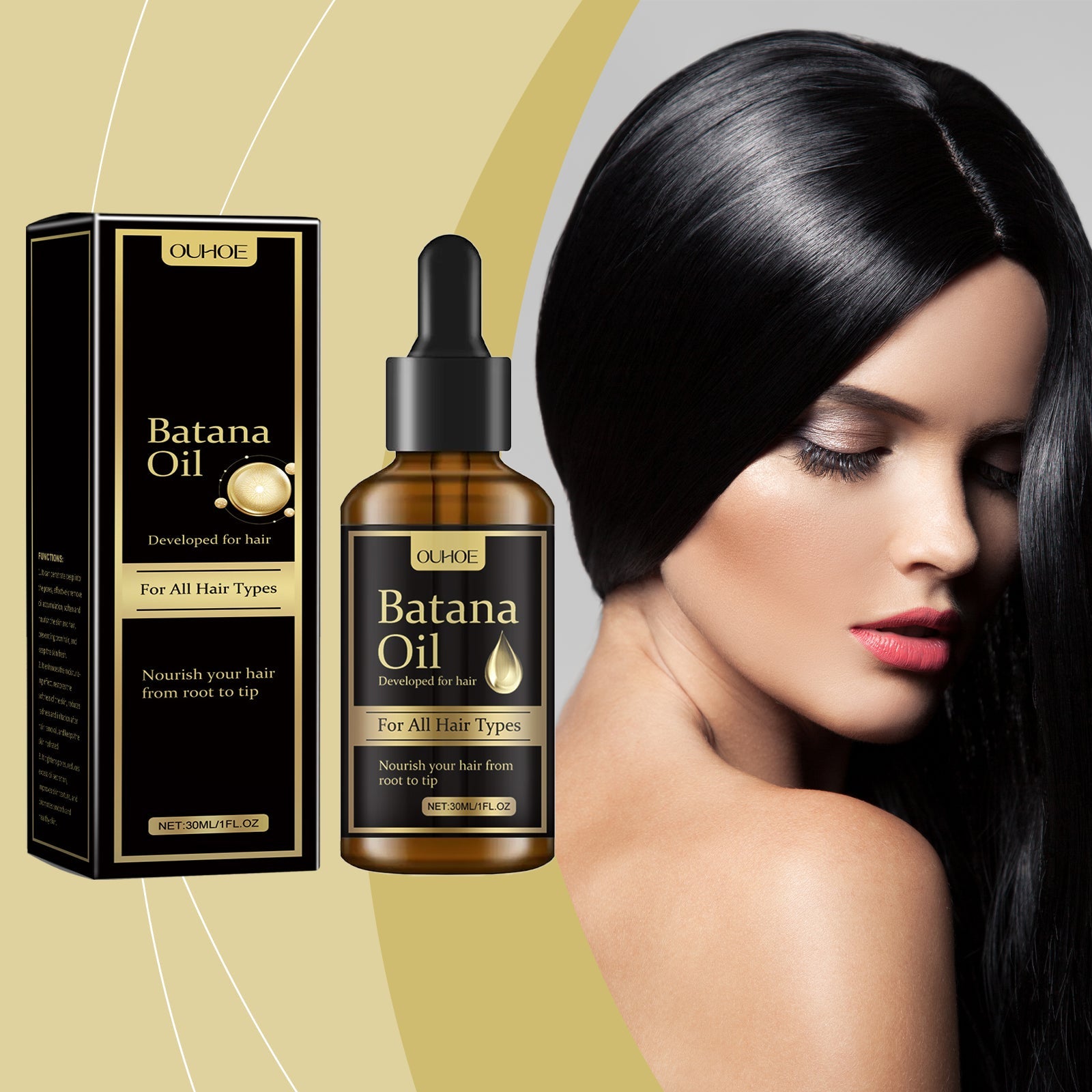 Batana Hair Care Essential Oil, Nourishing And Moisturizing Soft Repair Vitamin E Nourishes The Scalp And Gives It A Glowing Glow - Korvel