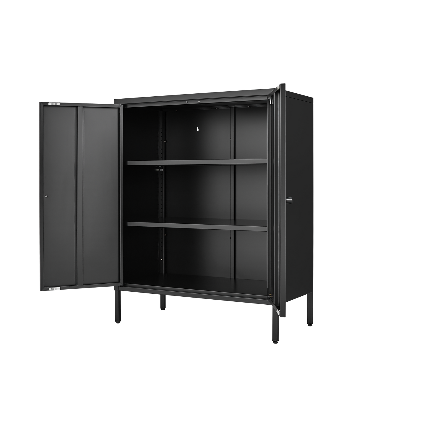 Elegant Black Kitchen Buffet Server Table with Doors