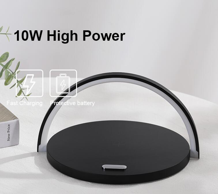 Lampe de Chargeur Sans Fil Qi en Bois - Support de Chargement Élégant pour Bureau