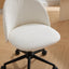 Velvet fabric office chair, mid back adjustable rotating computer chair, black legs, cushioned office chair with wheels ，White - Korvel