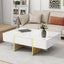 ON-TRANS 47.2 inch x 31.4 inch multifunctional rectangular sofa table with 2 drawers and gold wood grain leg center table, white - Korvel