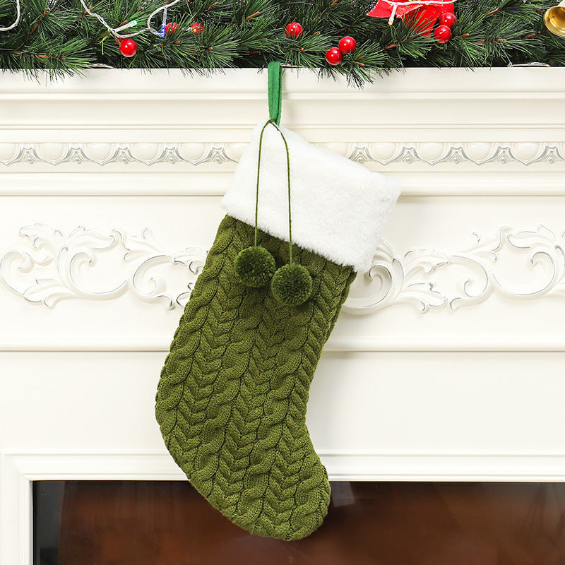 Christmas Decorations Knitted Wool Thick White Wool Socks Hotel Home Christmas Socks - Korvel