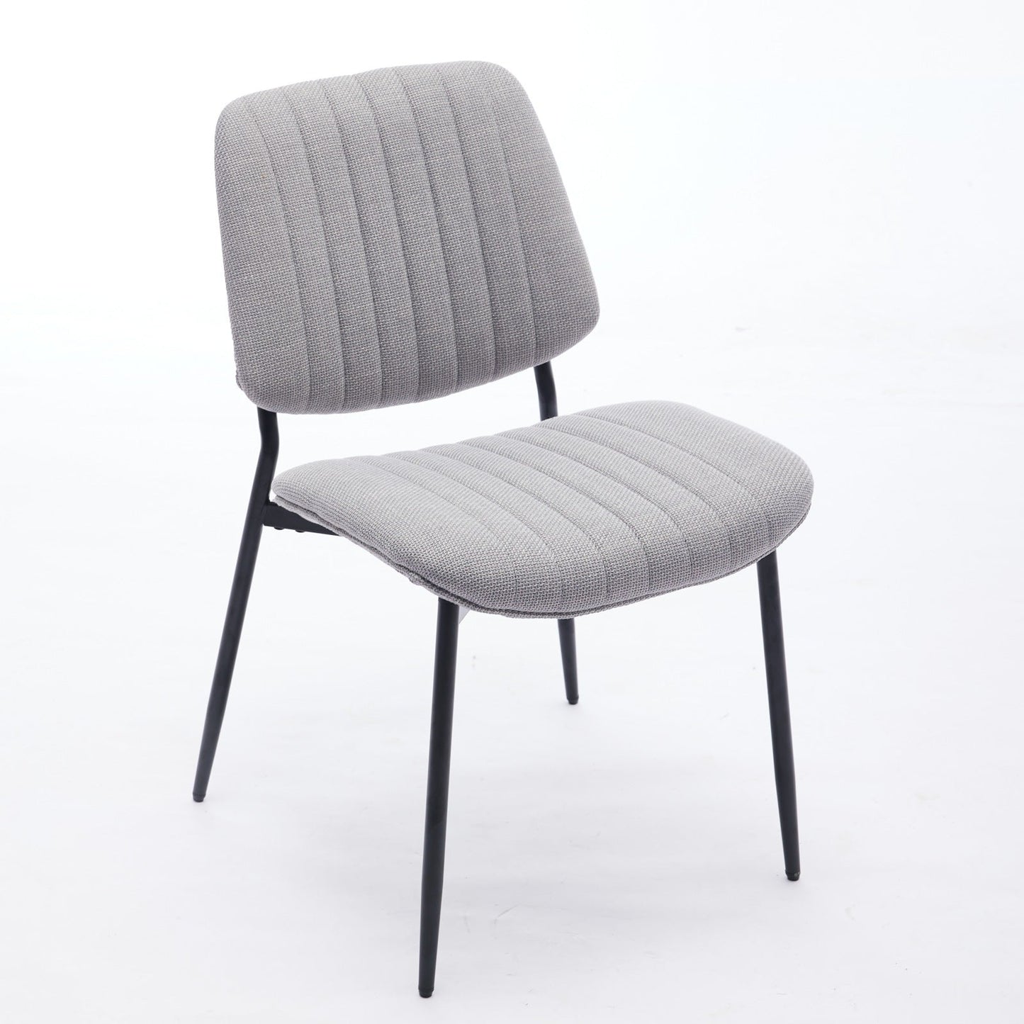 2-piece retro linen chair set with curved wooden backrest, cushioned seat, adjustable metal legs, (gray linen) - Korvel