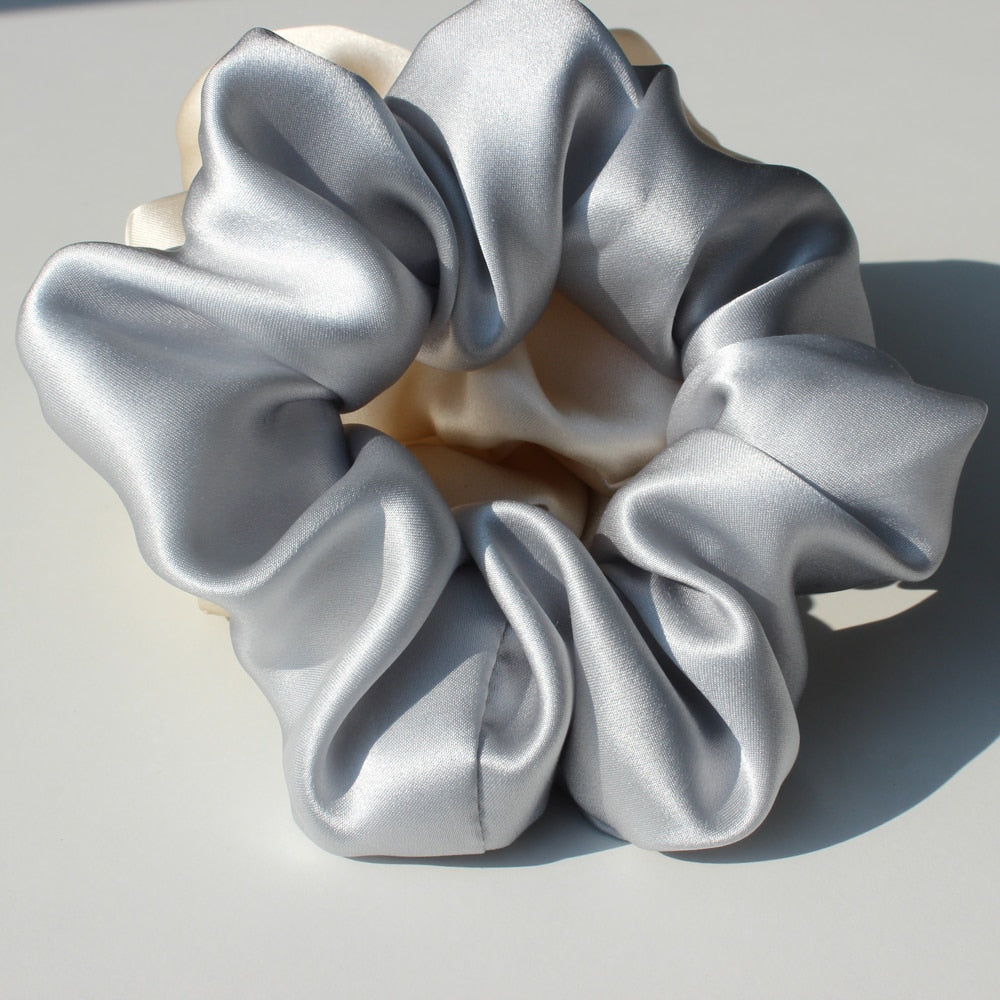 Pure Silk Large Scrunchies Ropes Hair Bands Ties Elastics Ponytail Holders for Women Girls Hair Accessories 19 Momme 3.5CM - Korvel