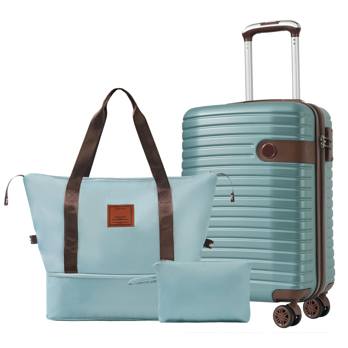 Luggage Sets 3 Piece Carry on Luggage 22x14x9 Airline Approved, Lightweight Hardshell ABS Suitcases with Wheels, 20 inch, Blue - Korvel