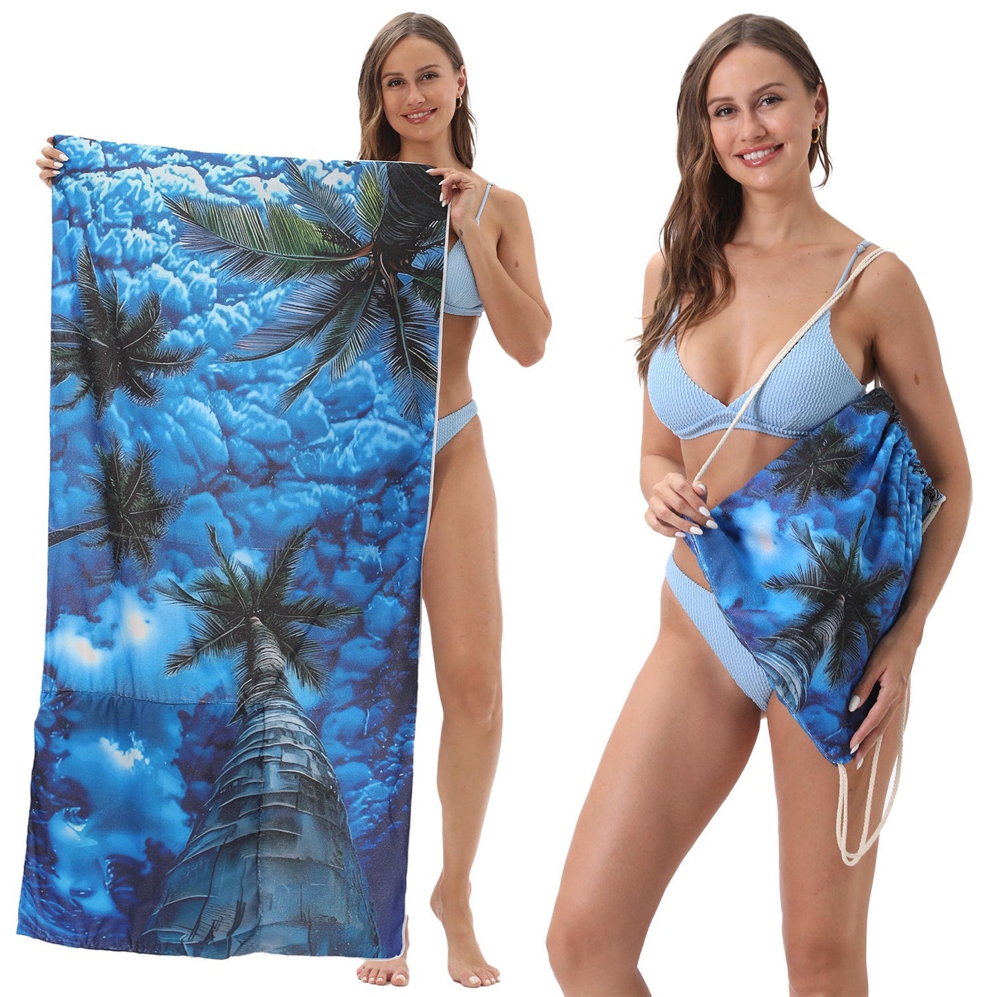 Two-in-One Foldable Beach Towel with Storage Bag