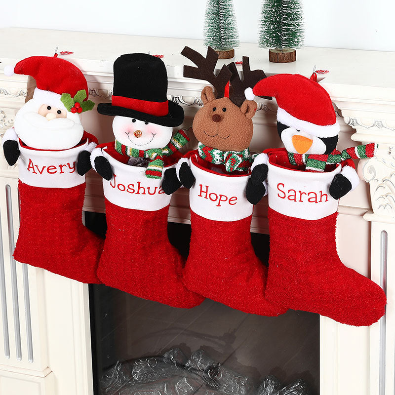 Christmas Decorations Single Head Hug Christmas Socks Gift Bag Candy Bag Christmas Eve Bedhead Pendant - Korvel