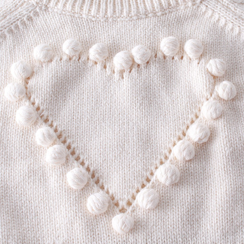 Baby handmade love sweater, knitted sweater, long sleeved jumpsuit, bag, buttocks, sweatshirt, crawling suit - Korvel