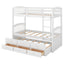 Twin over Twin Wood Bunk Bed with Trundle and Drawers White - Korvel