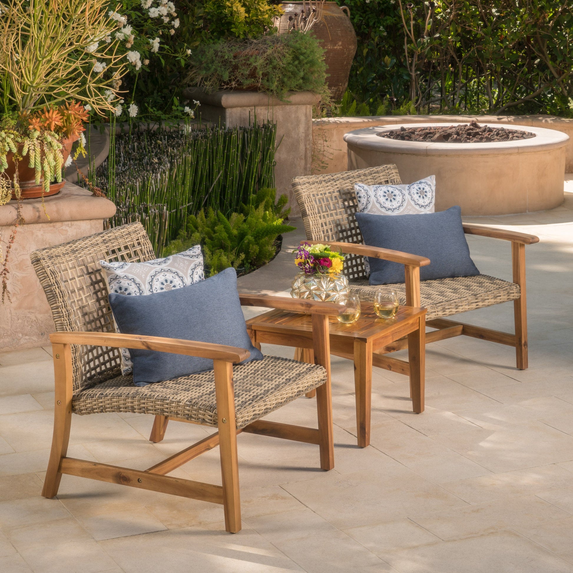 HAMPTON WOOD + WICKER CLUB CHAIR ( set of 2) - Korvel
