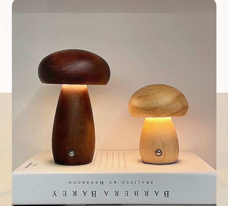 Mushroom lamp, LED charging night light, creative desk lamp, bedroom minimalist touch switch, ambient light, gift - Korvel