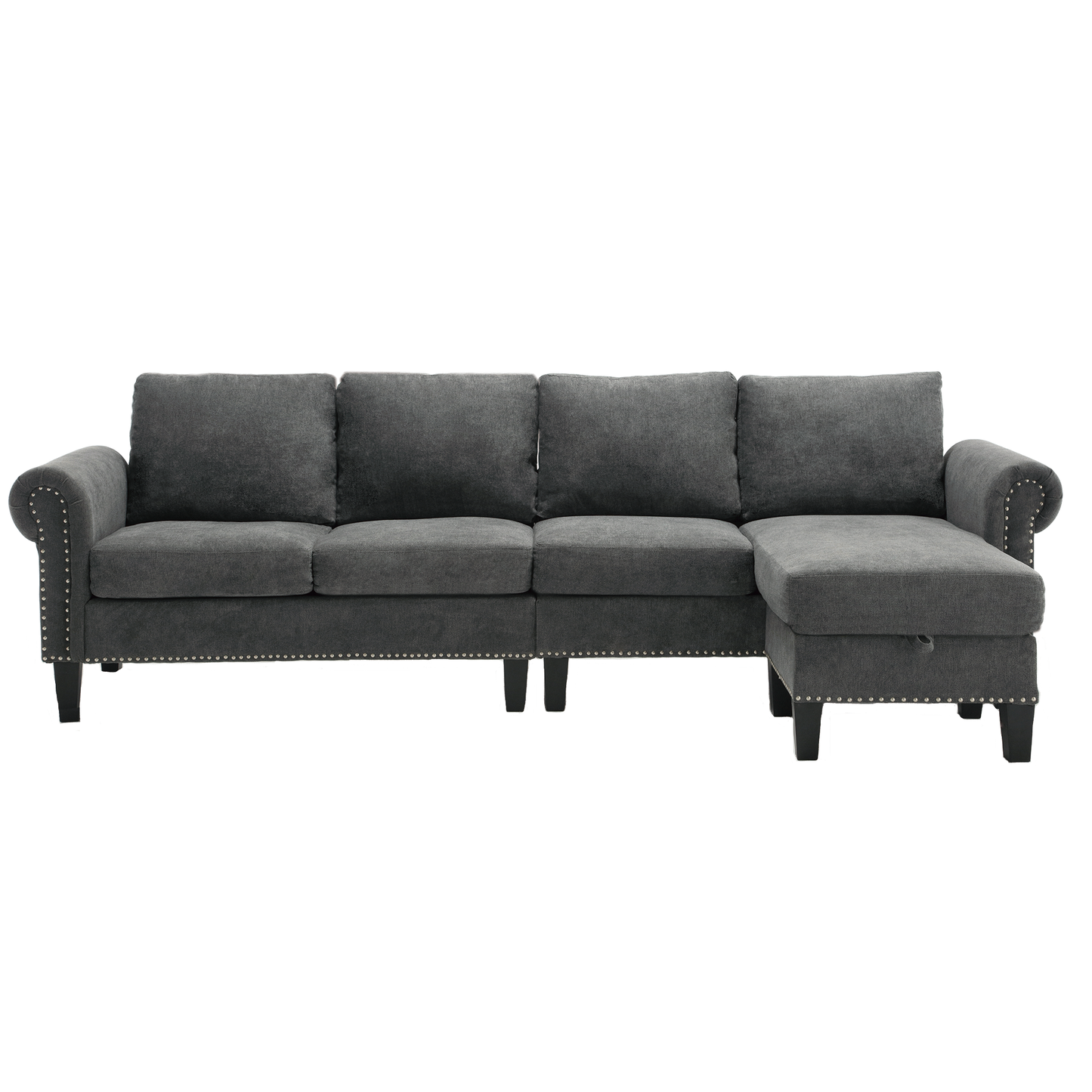 Convertible Sectional Sofa with Storage,L-shaped sofa Modern Linen Fabric Sectional Couches for Living Room,Gray - Korvel