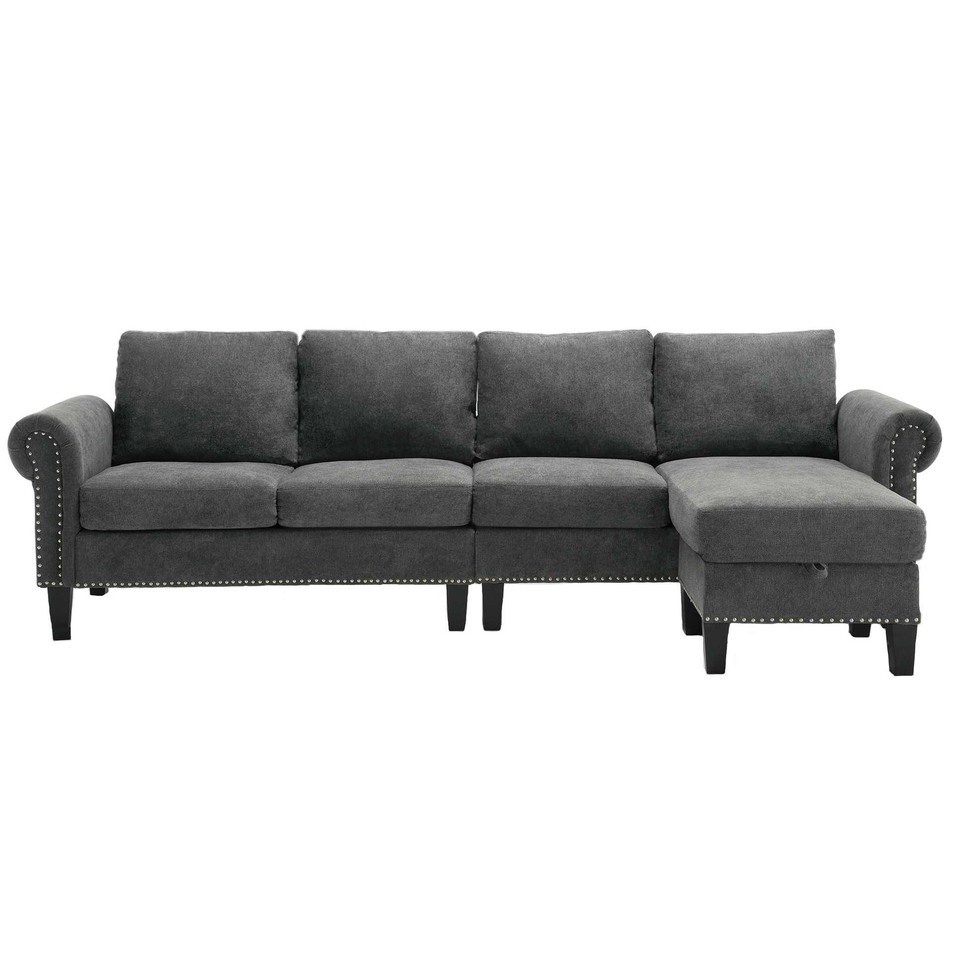 Convertible Sectional Sofa with Storage,L-shaped sofa Modern Linen Fabric Sectional Couches for Living Room,Gray - Korvel