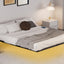 Floating Bed Frame King Size with LED Lights ＆ charging station, Metal Platform Queen Bed, 79.9'' L x 76.2'' W x 7.9'' H. - Korvel