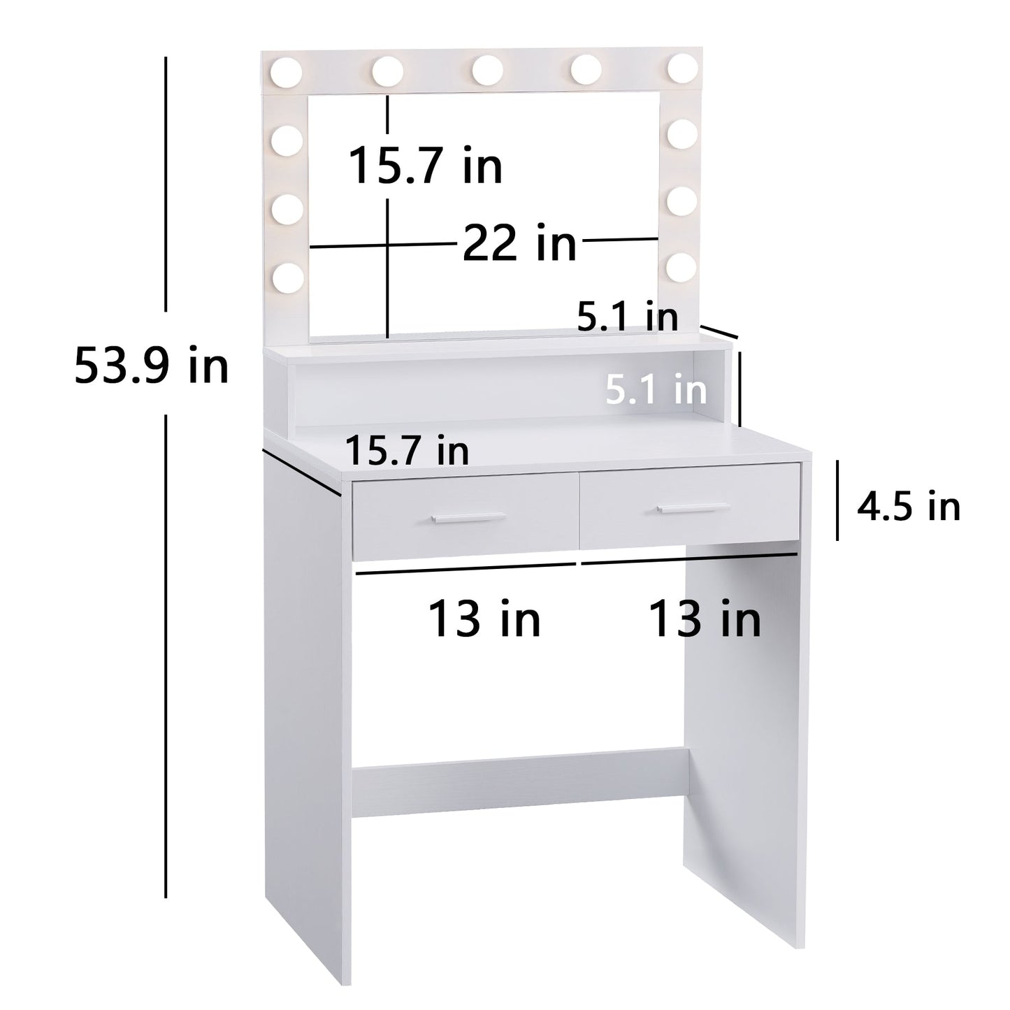 Makeup Vanity Desk with Mirror & Light - Korvel