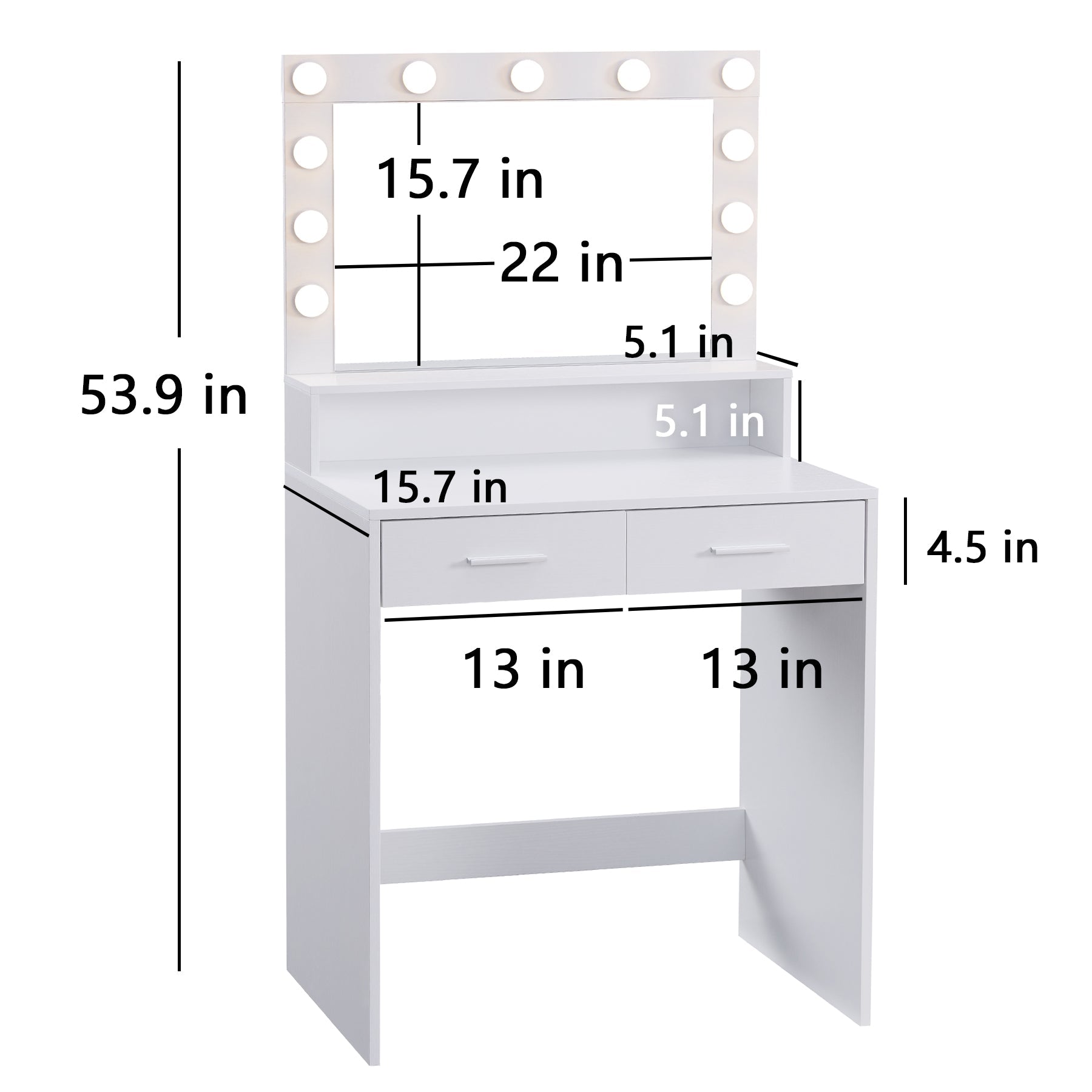 Makeup Vanity Desk with Mirror & Light - Korvel