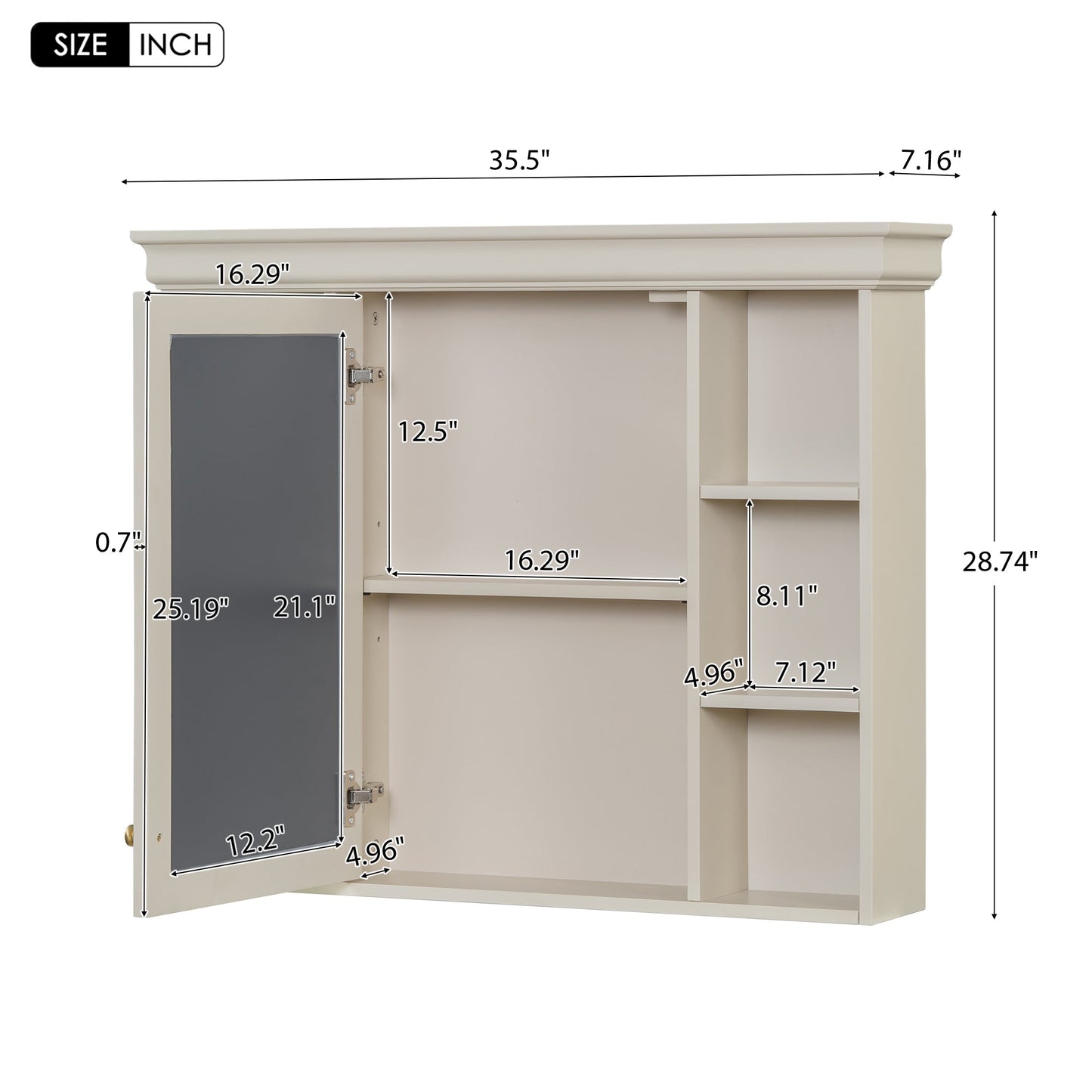 35'' x 28'' Blue Wall Mounted Bathroom Storage Cabinet with Mirror Door, Modern Bathroom Wall Cabinet with Mirror - Korvel