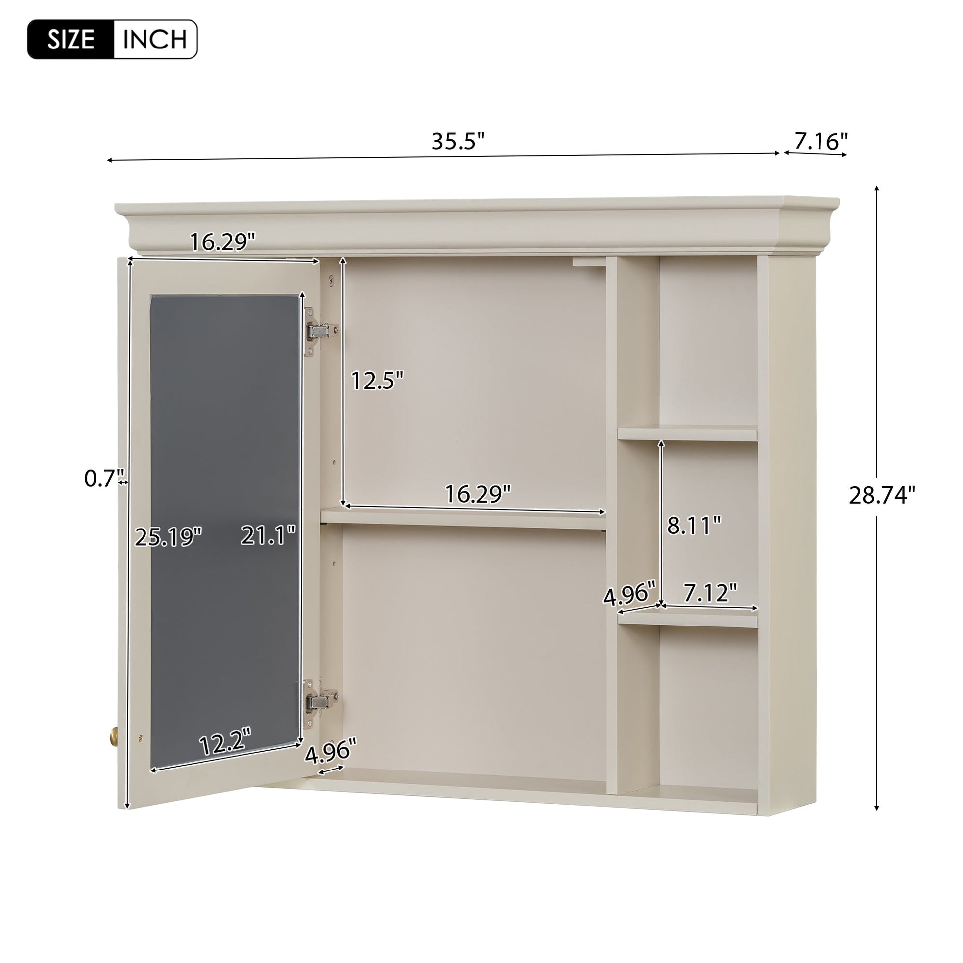 35'' x 28'' Blue Wall Mounted Bathroom Storage Cabinet with Mirror Door, Modern Bathroom Wall Cabinet with Mirror - Korvel