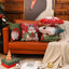 Housse de coussin de Noël tissée - Design d'élan et de bonhomme de neige