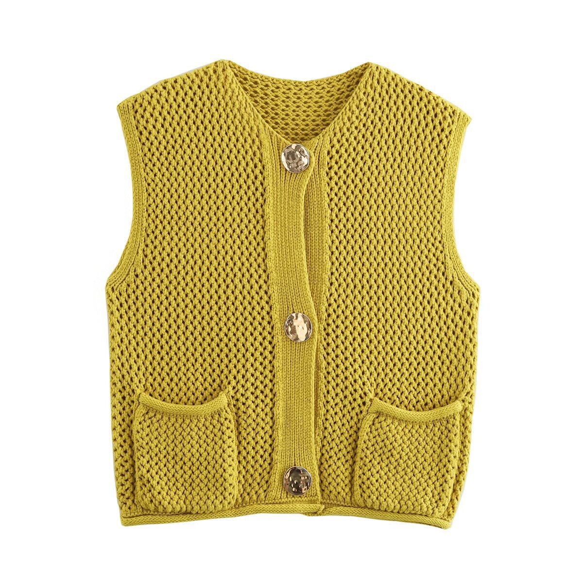Versatile Crochet Hollow Vest in Solid Colors