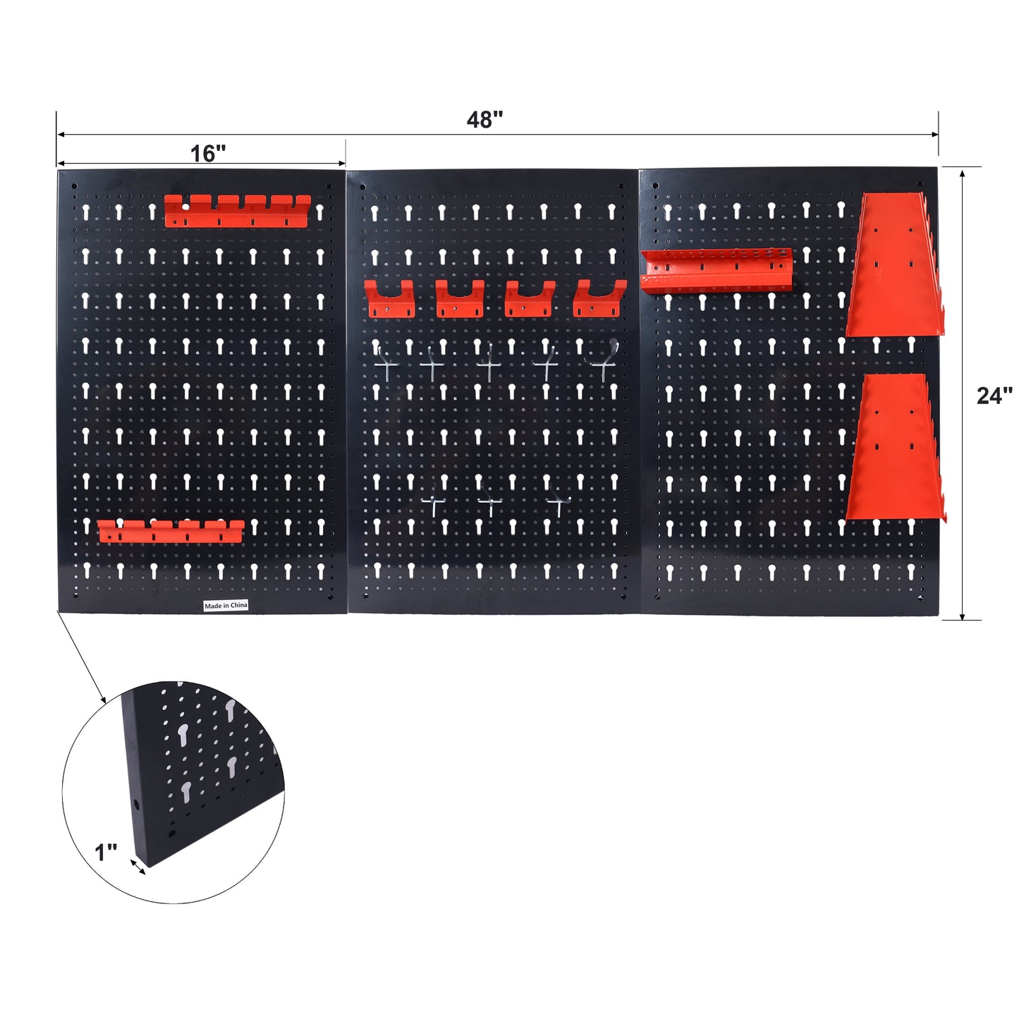 4-foot metal garage nail board tool rack with 3 nail board wall mounted tools for storing nail boards, black - Korvel