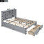 Elegant Queen Size Platform Bed with Storage Headboard, Gray