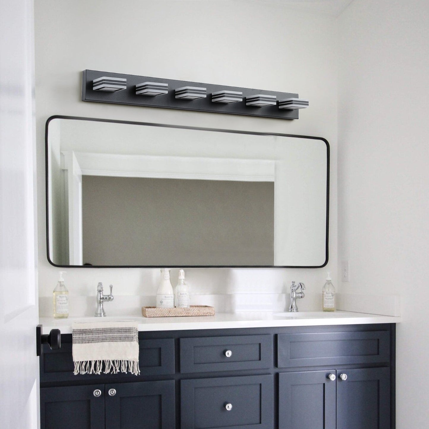 Luces de tocador modernas LED negras - Apliques de baño de 6 luces