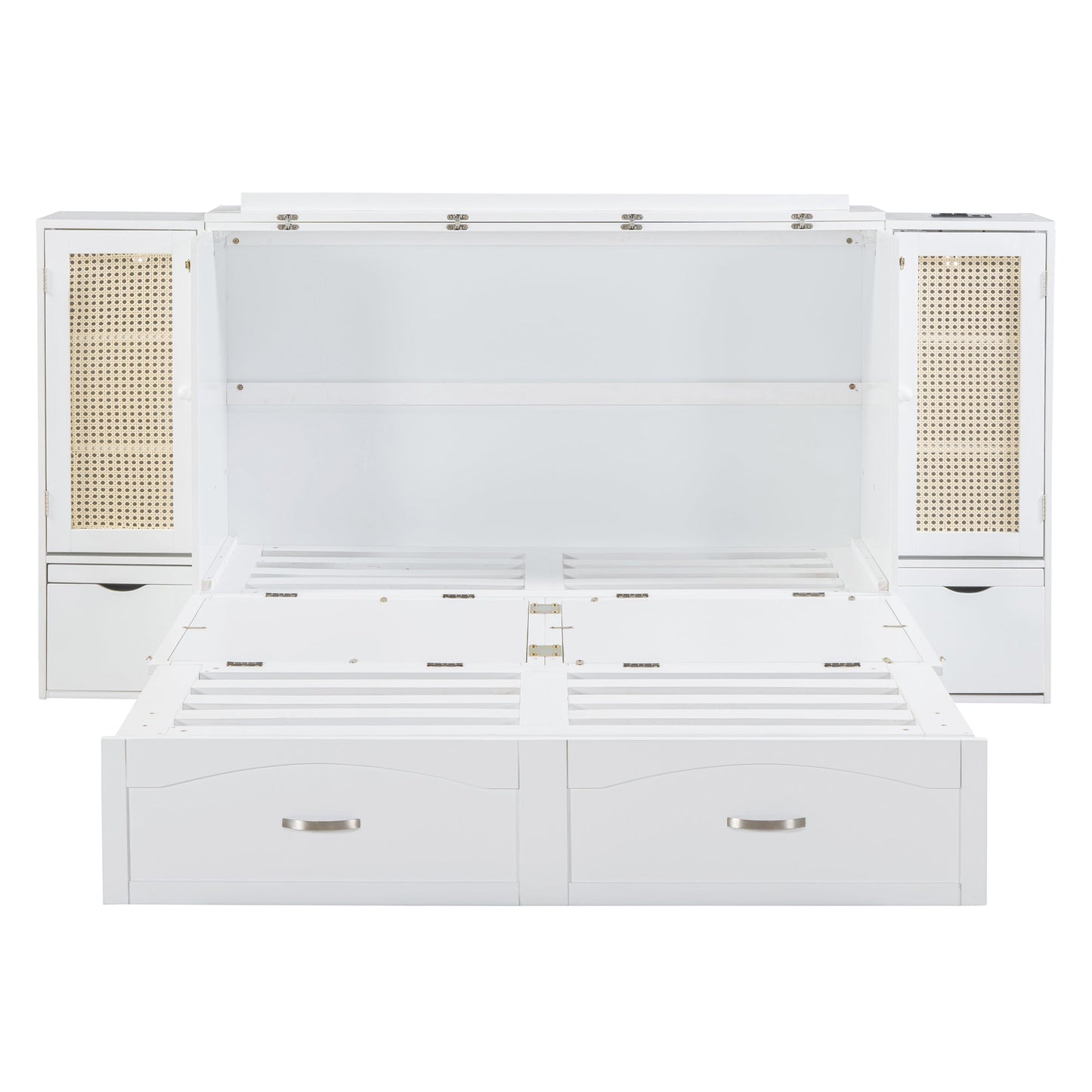 Cama Murphy Grande Blanca con Cajones y Armarios de Almacenamiento