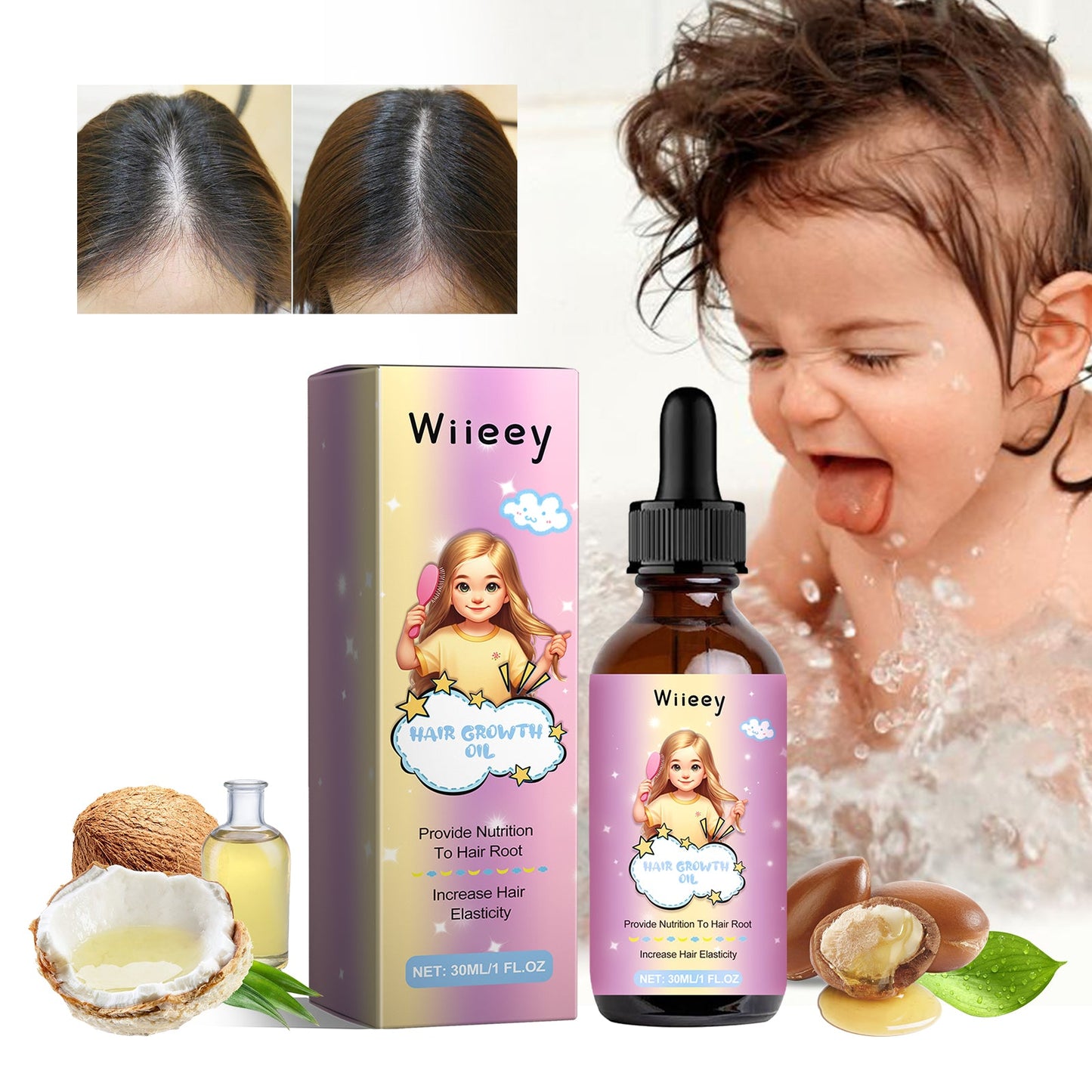 Hair Growth Oil, Morocco Leavein Care Hair Dry Strong Fluffy Scalp Repair Essential Oil - Korvel