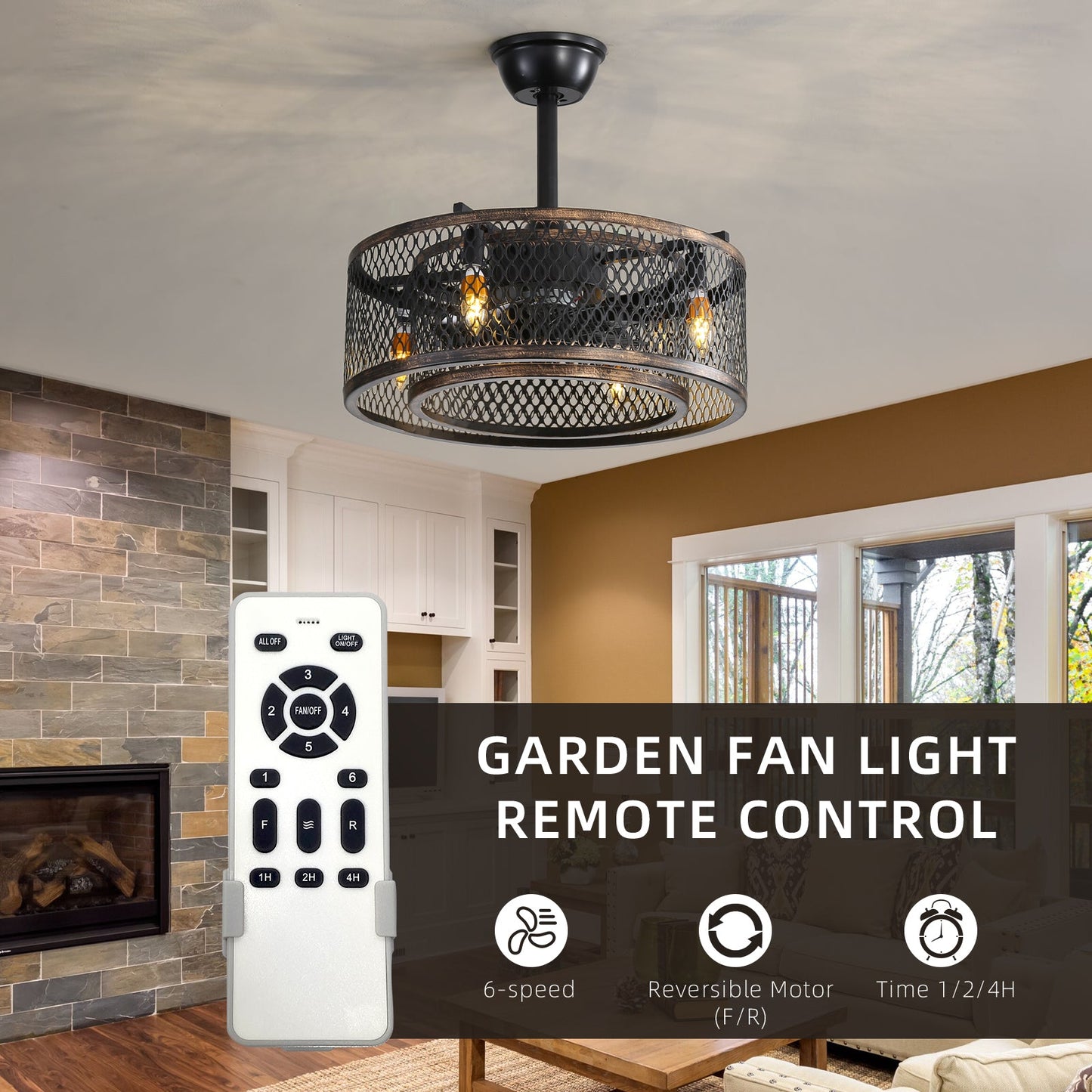 20 inch Caged Ceiling Fan with Lights - Korvel