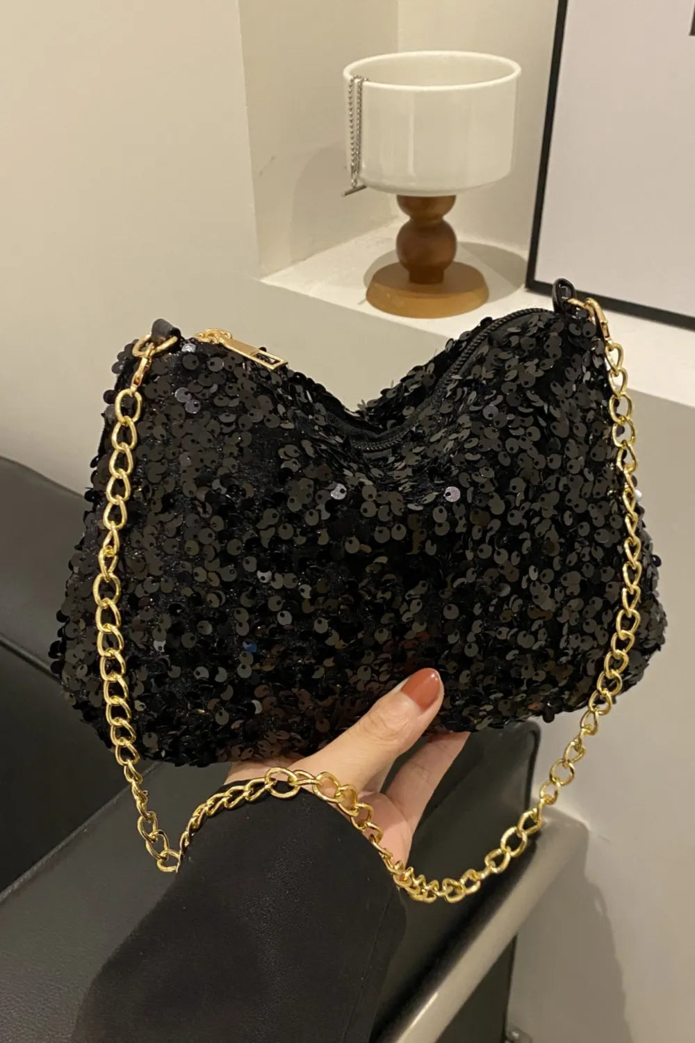 Sequin Removable Strap Shoulder Bag - Korvel