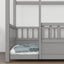 Twin Size Floor Wooden Bed with House Roof Frame Fence Guardrails Grey - Korvel