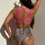 Leopard Plunge Spaghetti Strap One-Piece Swimwear - Korvel