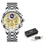 Montre à quartz squelettique multifonctionnelle pour hommes - Étanche