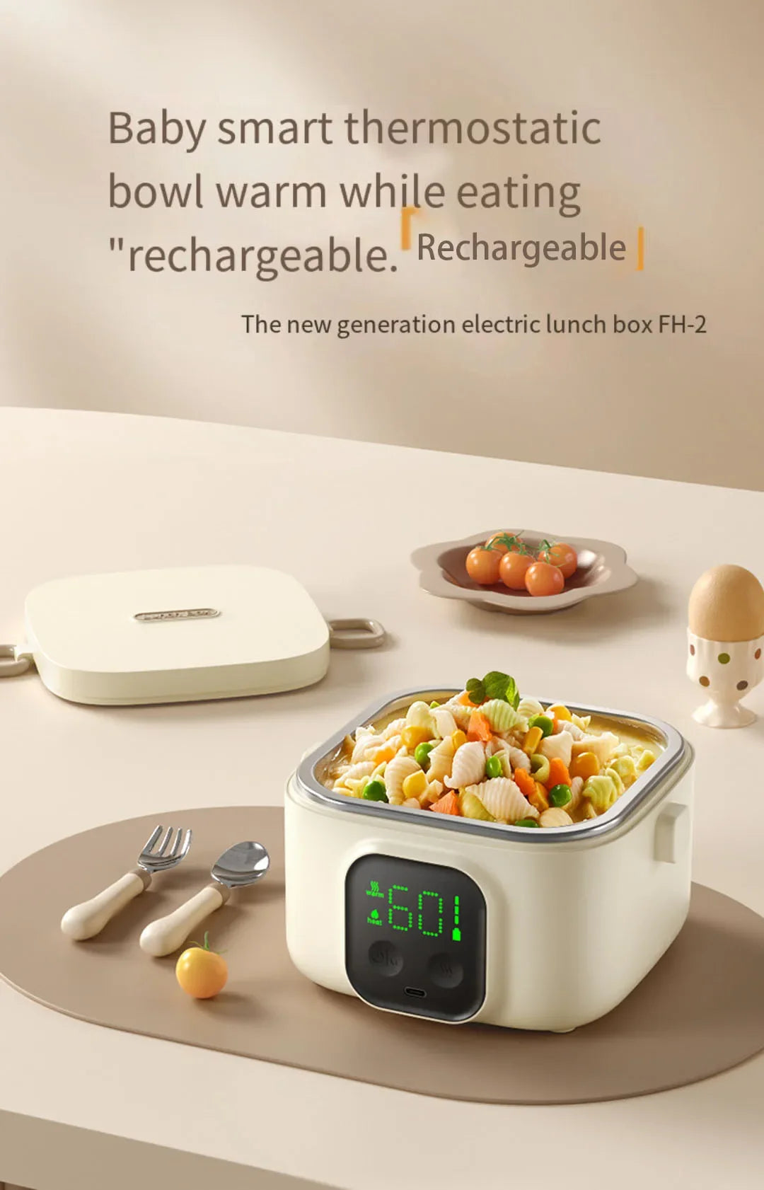 Boîte à lunch électrique portable sans fil avec affichage LCD