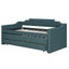 Twin Size Upholstered Daybed with Trundle and Three Drawers,Green - Korvel
