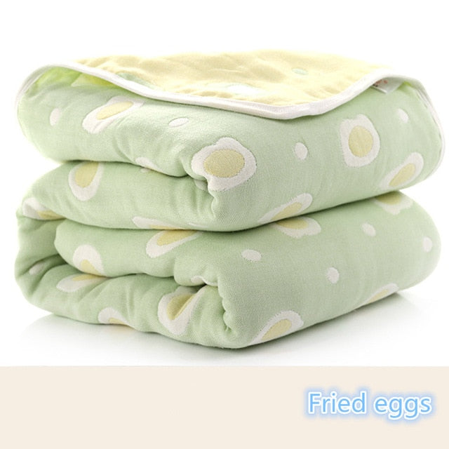 Premium Muslin Cotton Baby Receiving Blanket - 6 Layers Thick
