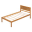 Elegant Twin Platform Bed Frame with Headboard - Oak Finish