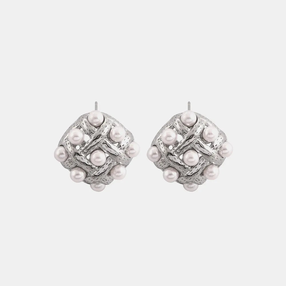 Copper Shell Pearl Stud Earrings - Korvel