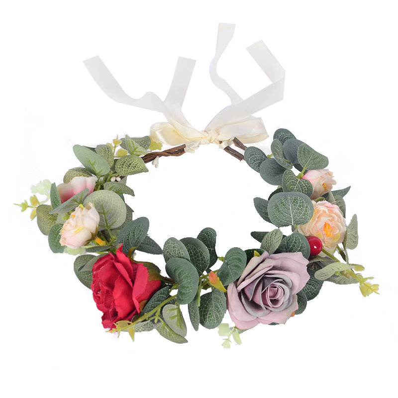 Forest Women's Wreath Fabric Flower Vine Hair Accessories Outdoor Scenic Area Dance Independence Day Wreath Headwear - Korvel