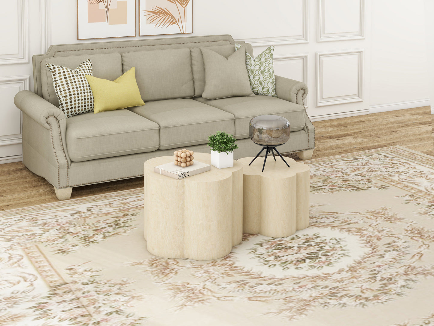 Coffee Table Set of 2, Cloud Coffee Table ,Nesting Coffee Table,End table, Sidetable for Living room ,Bedroom,Office ,Balcony - Korvel