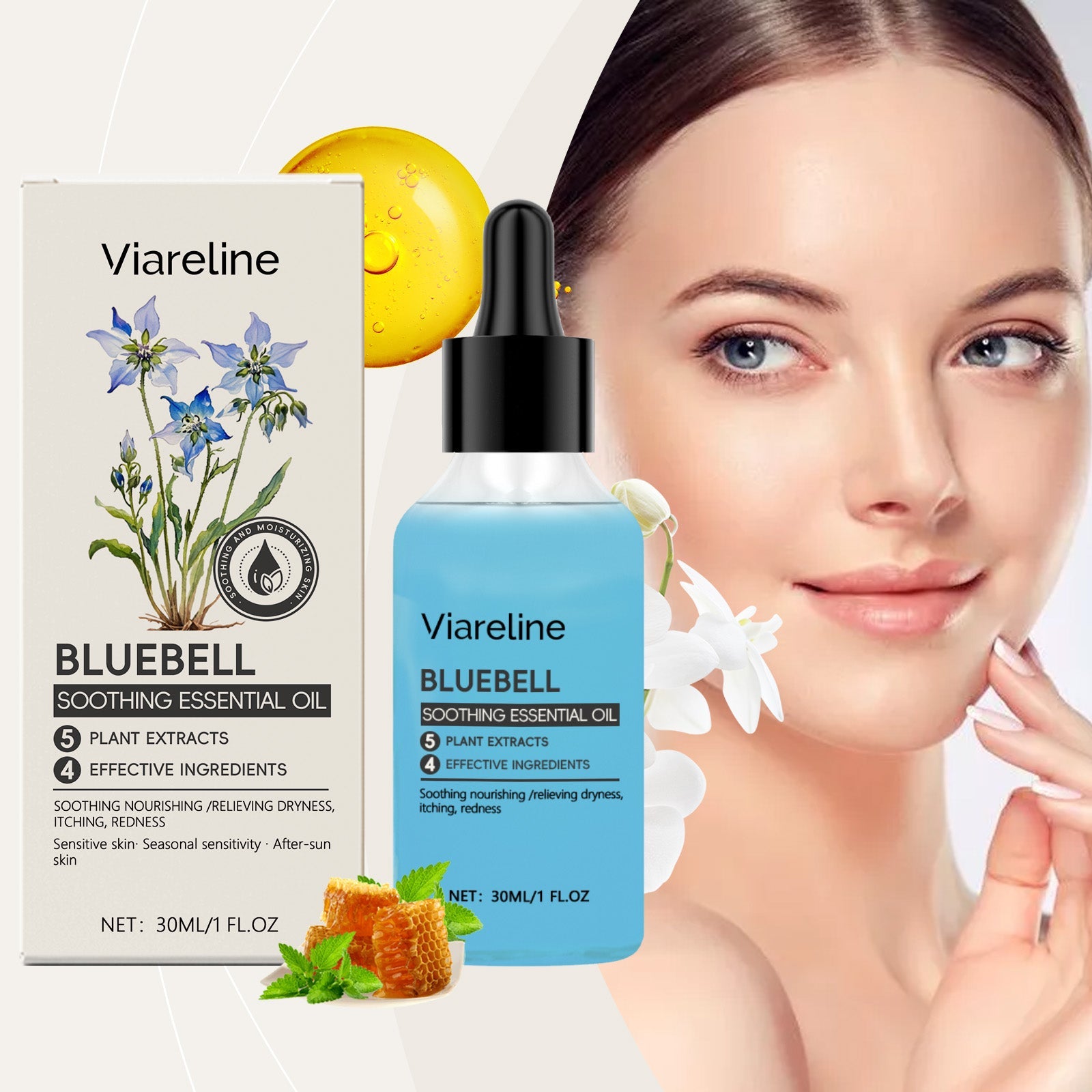 Blue Bell Soothing Essence Oil Soothing Hydrating Skin Care Nourishing Face Oil - Korvel