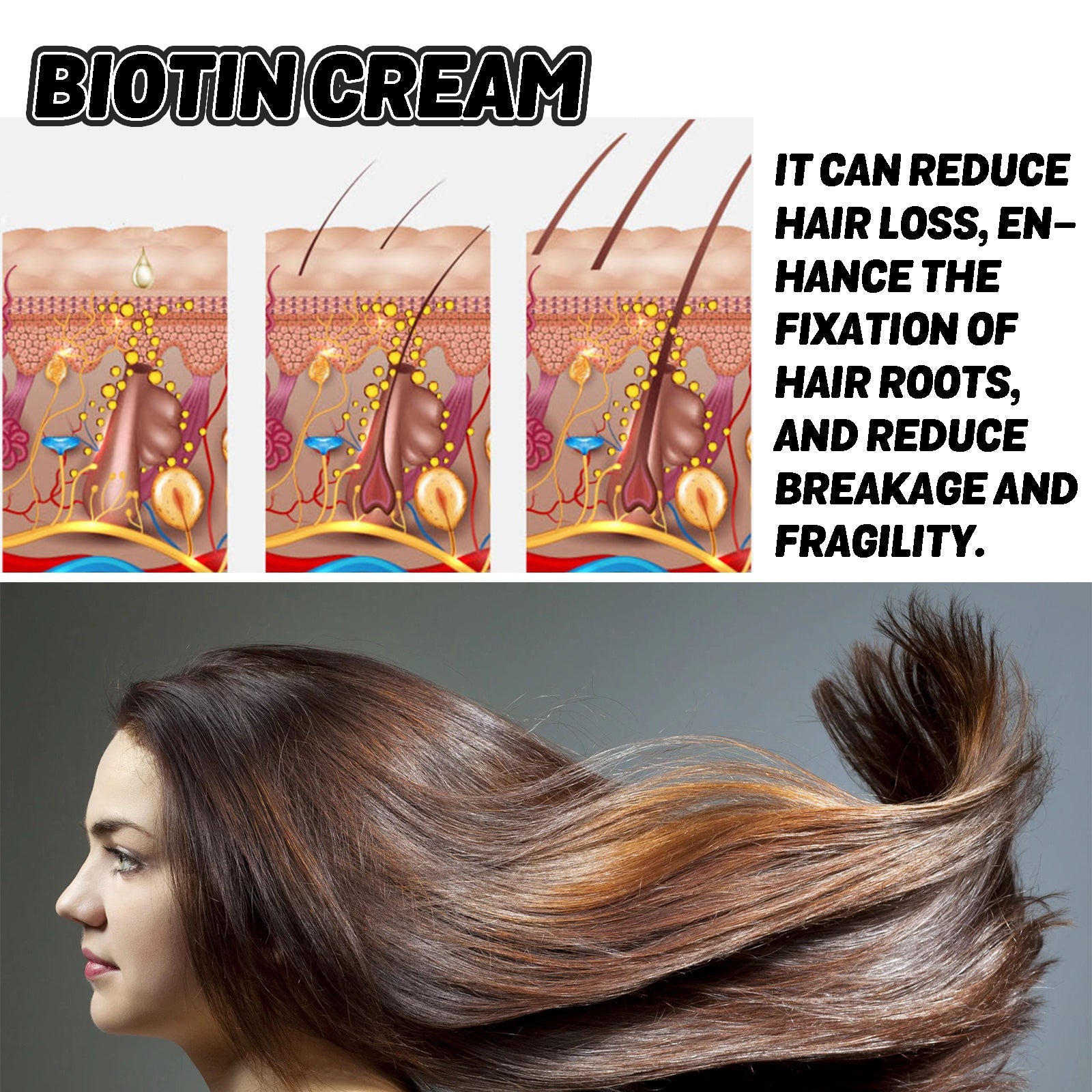 Biotin Cream, Scalp Massage Moisten Root Of Hair Care In The Off Strong Hair Thick Hair Cream - Korvel
