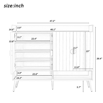 U-Can Modern Wooden Shoe Cabinet with Doors - 11-Tier Organizer