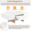 ON-TRANS 47.2 inch x 31.4 inch multifunctional rectangular sofa table with 2 drawers and gold wood grain leg center table, white - Korvel