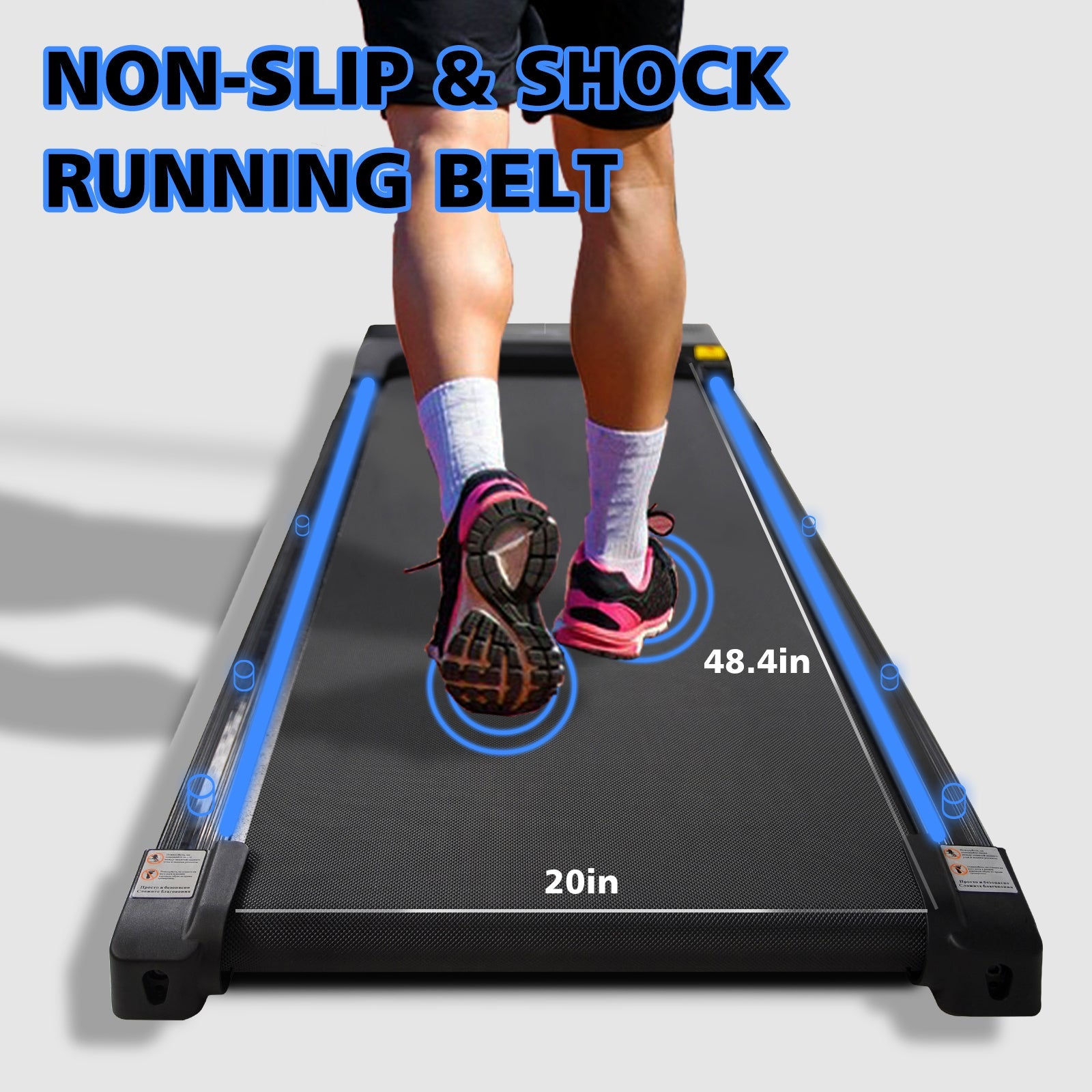 Portable treadmill with remote control, a 240 pound walking and jogging machine, and a black capacity - Korvel