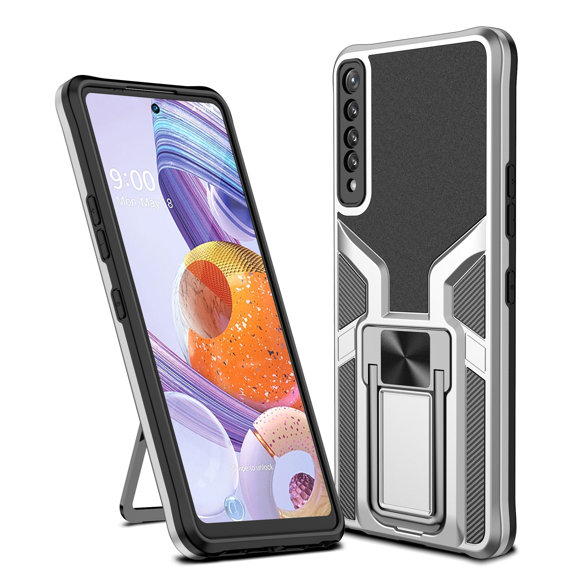 Suitable for LGSTYLO7 Mobile Phone Shell Lgstylo7 Protective Cases Creative Car Bracket Magnetic Cover - Korvel
