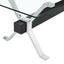 Dining table Modern tempered glass dining table Large modern office desk with silver plated metal legs and MDF crossbars - Korvel