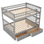 Full over Full Bunk Bed with Drawers, Convertible Beds  Gray - Korvel