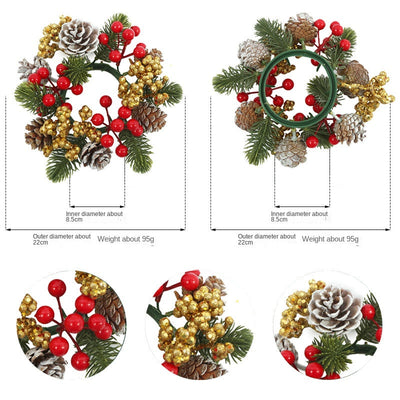 Christmas wreath desktop home decoration simulation pine cone ornament Christmas flower candle holder - Korvel